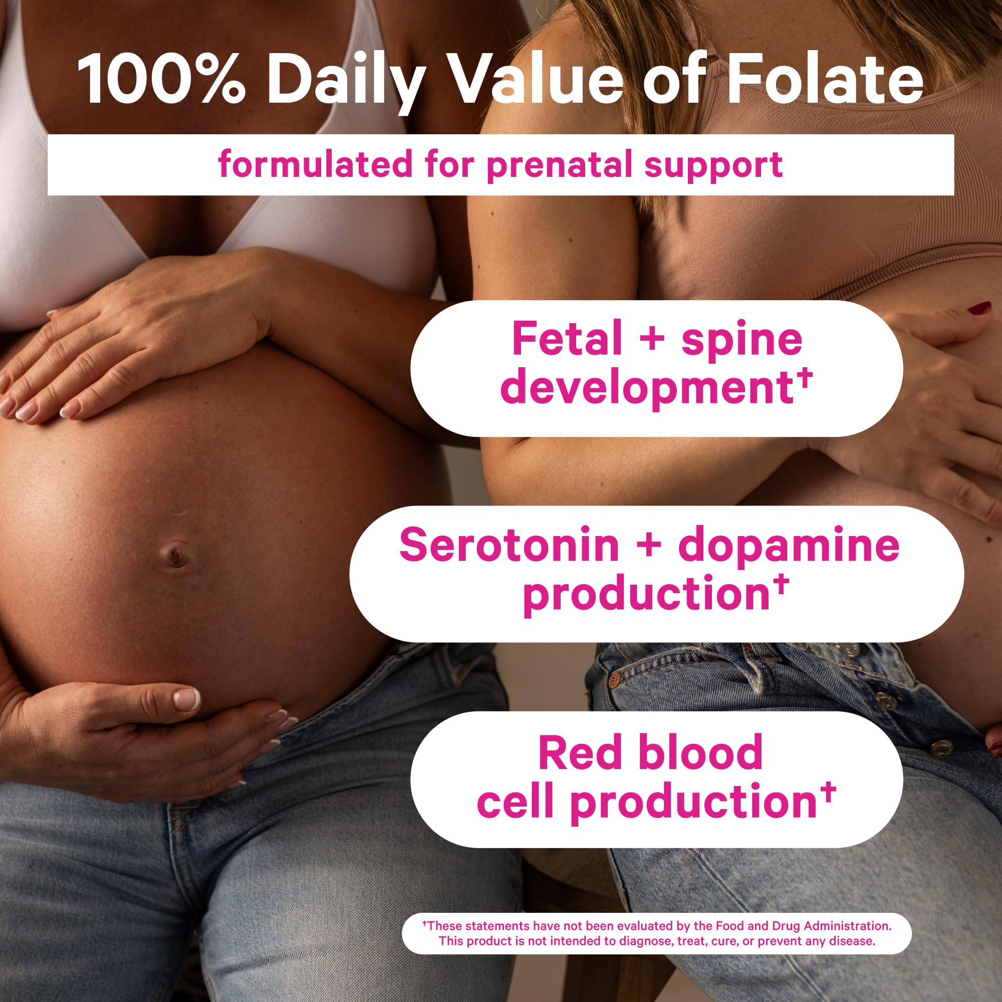 Pink Stork Liquid Folate Drops dropper dispensing for easy daily use.