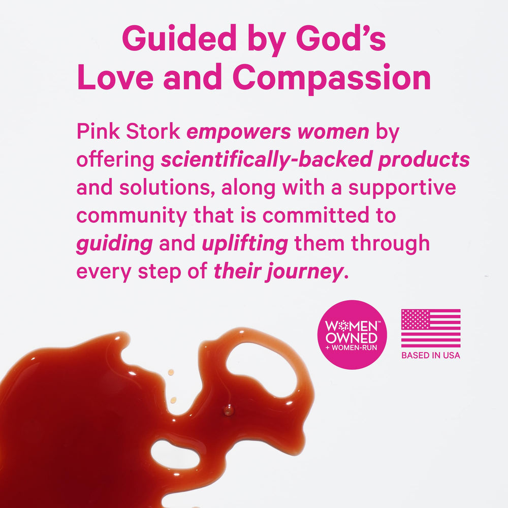 Pink Stork Liquid Folate Drops gluten-free dairy-free soy-free labeling visible.