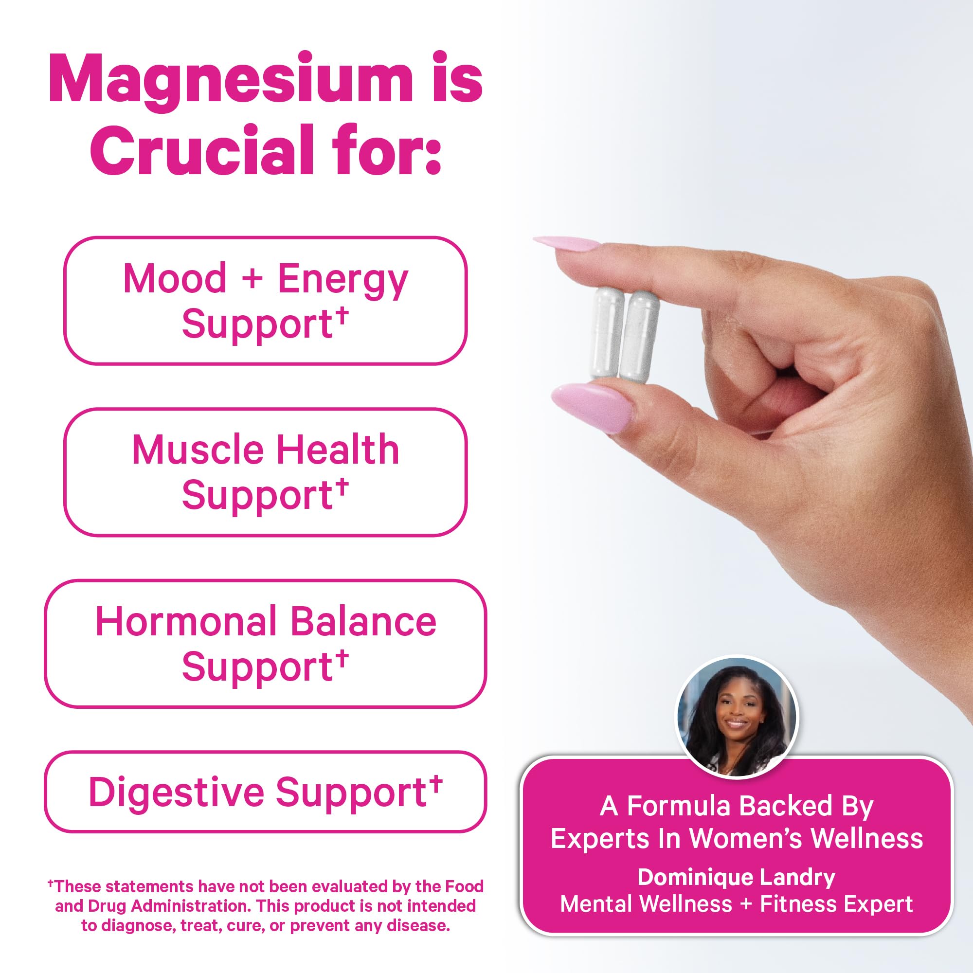 Pink Stork magnesium glycinate bottle cap closeup showing easy use.