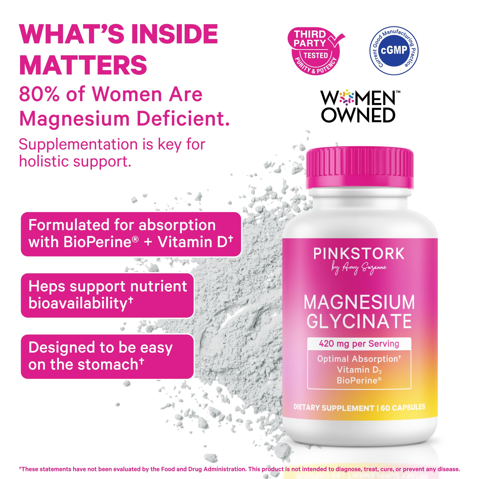 Close-up of Pink Stork capsules for gentle absorption and routine use