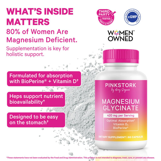 Close-up of Pink Stork capsules for gentle absorption and routine use