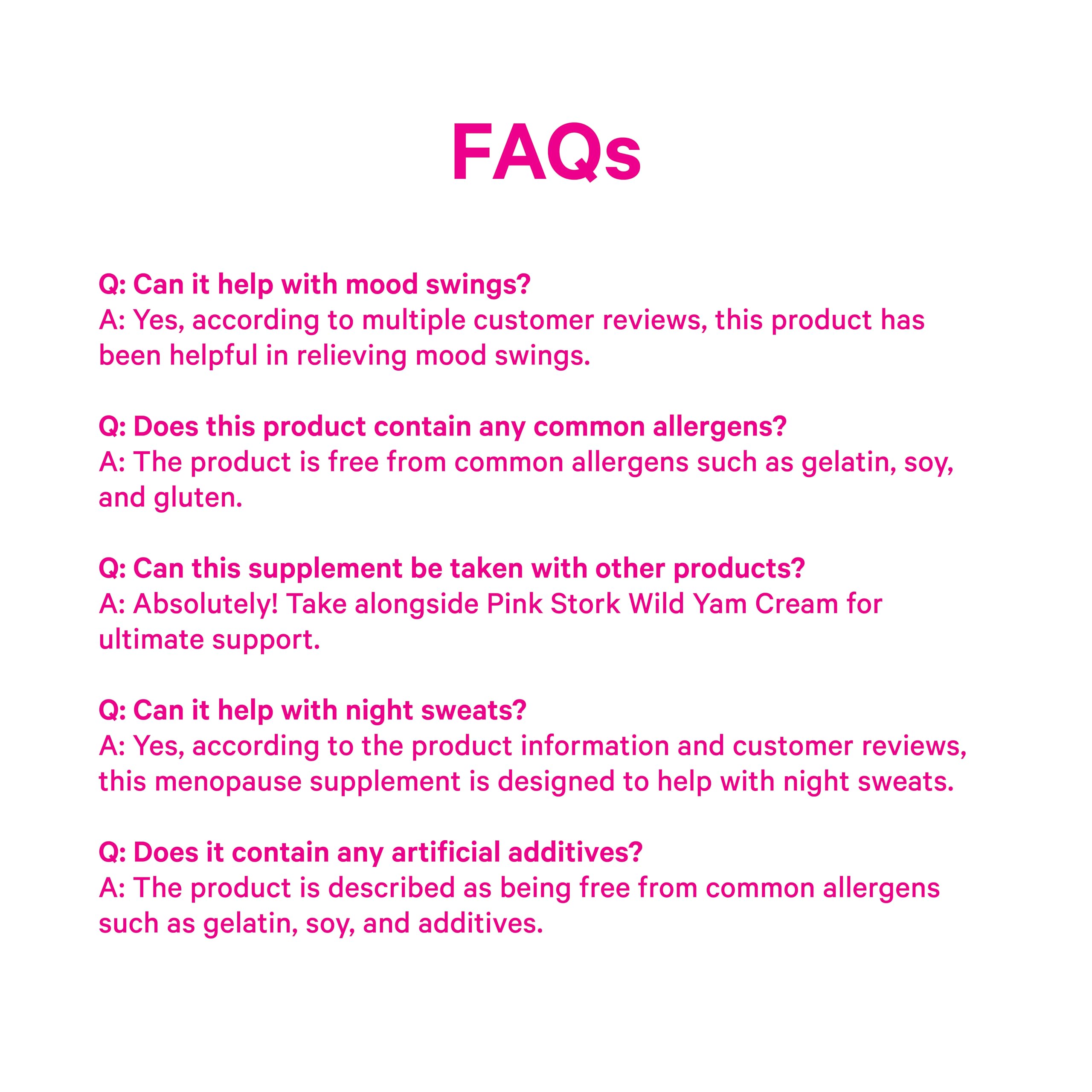 Pink Stork Menopause vegan-label bottle signals clean, allergen-friendly relief