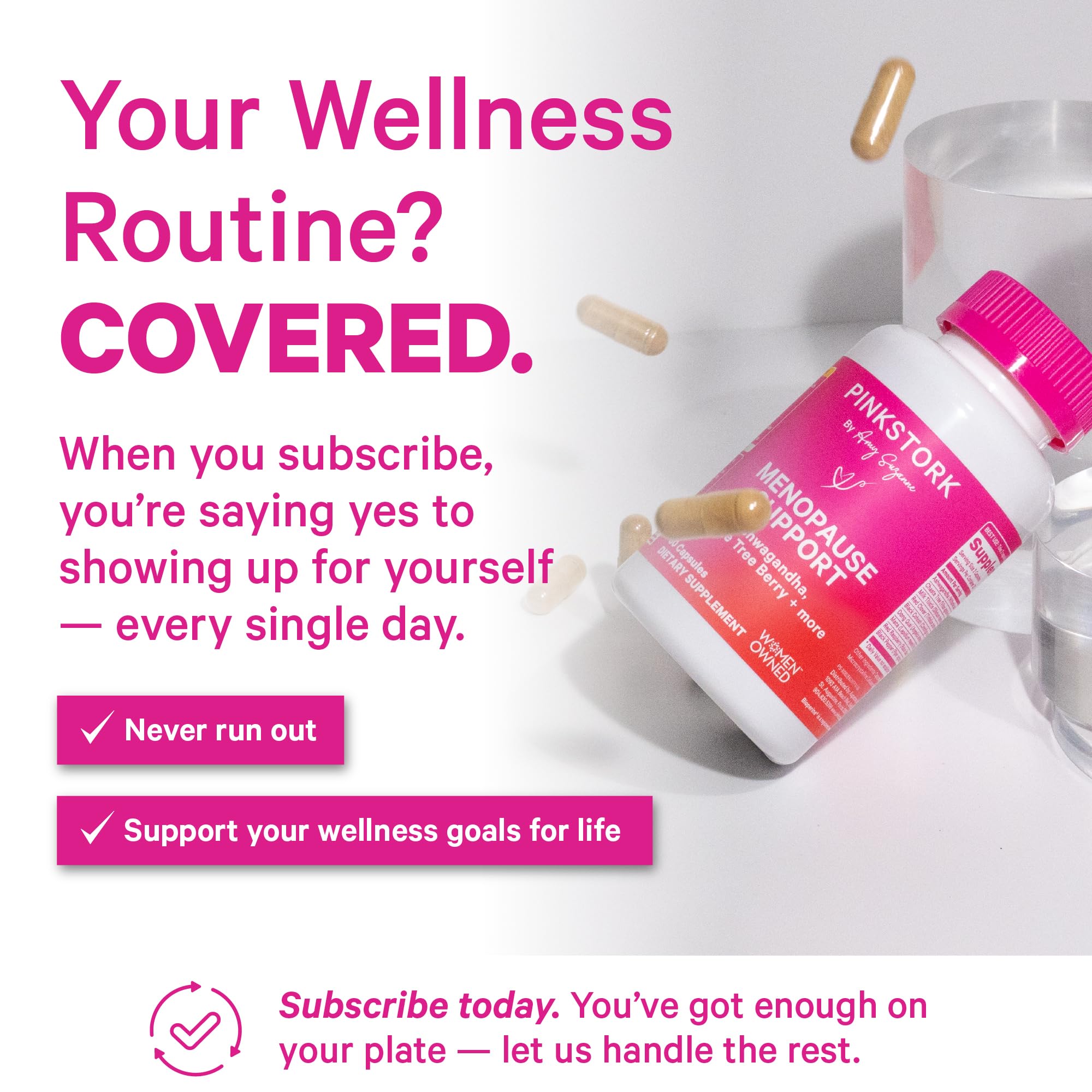 Pink Stork Menopause weight-management bottle highlights potential appetite balance
