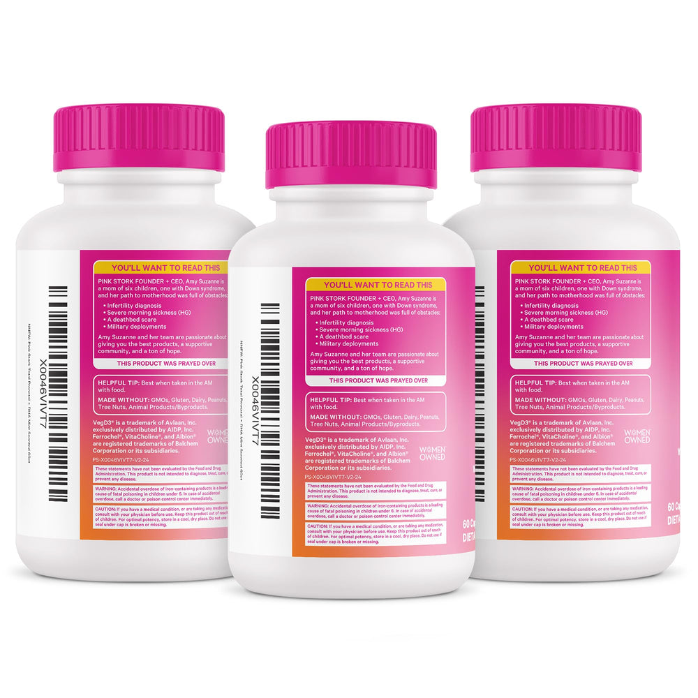 Pink Stork Mint Essence packaging highlights refreshing prenatal support.