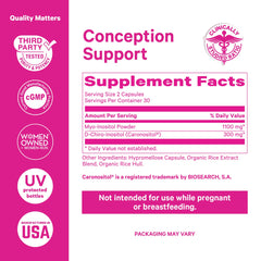 Heart shaped ScentCert on Pink Stork Inositol suggests pleasant taste and aroma.