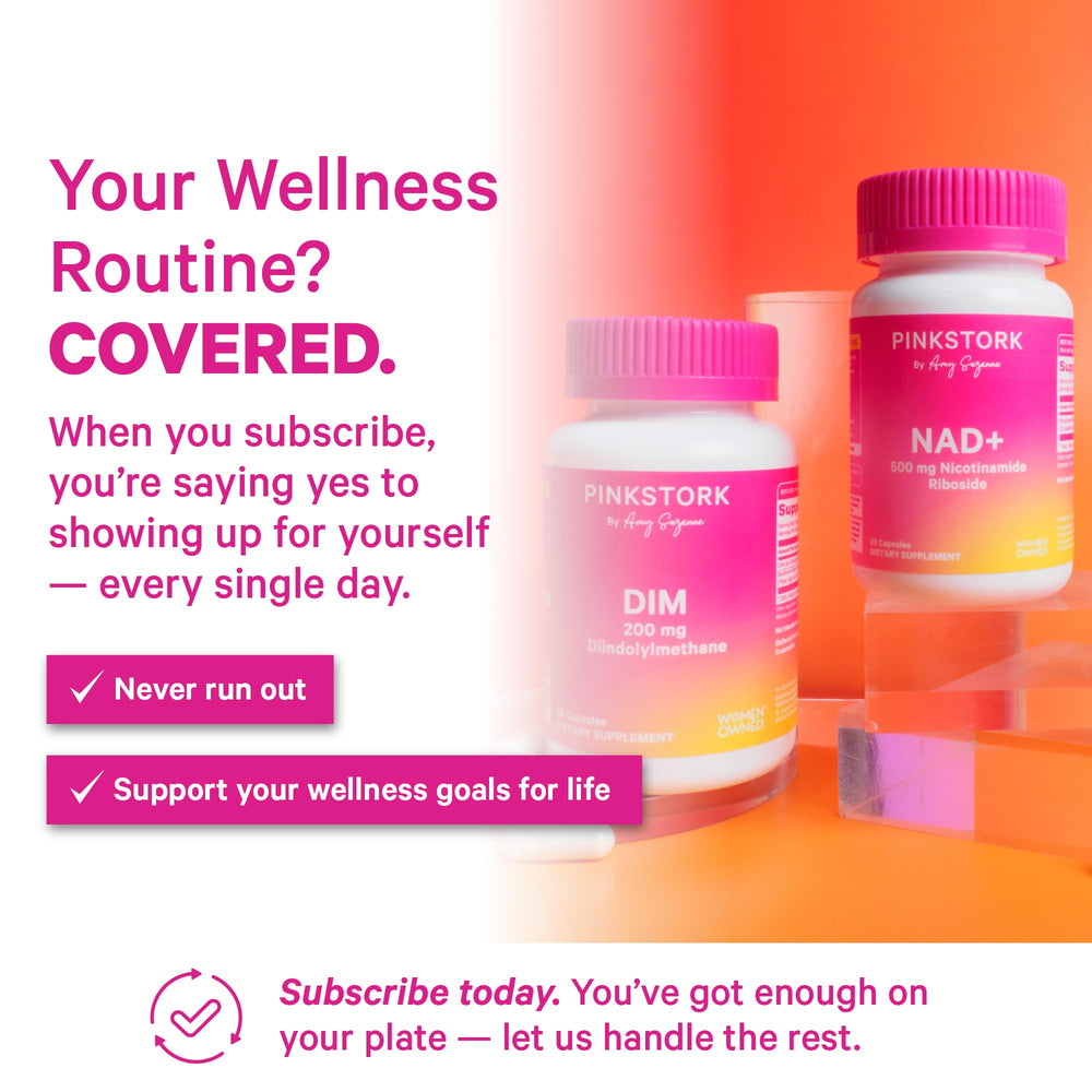 Pink Stork NAD+ bottle UV-protected packaging preserves potency