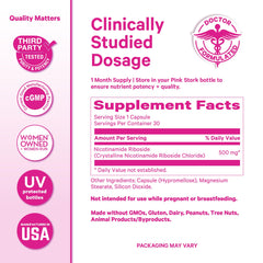 Pink Stork NAD+ vegan non-GMO icon on label