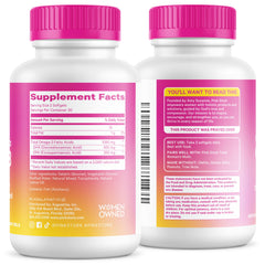 Pink Stork Omega-3 bottle showcases cGMP-certified quality.