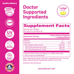 Pink Stork Omega-3 DHA bottle placed on kitchen counter for easy daily routine