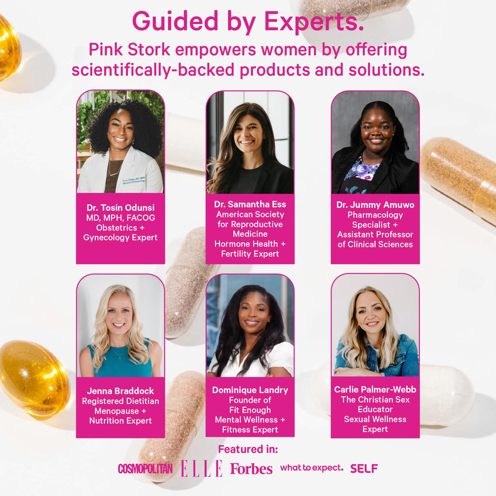 Postpartum wellness concept with Pink Stork Omega-3 DHA in view