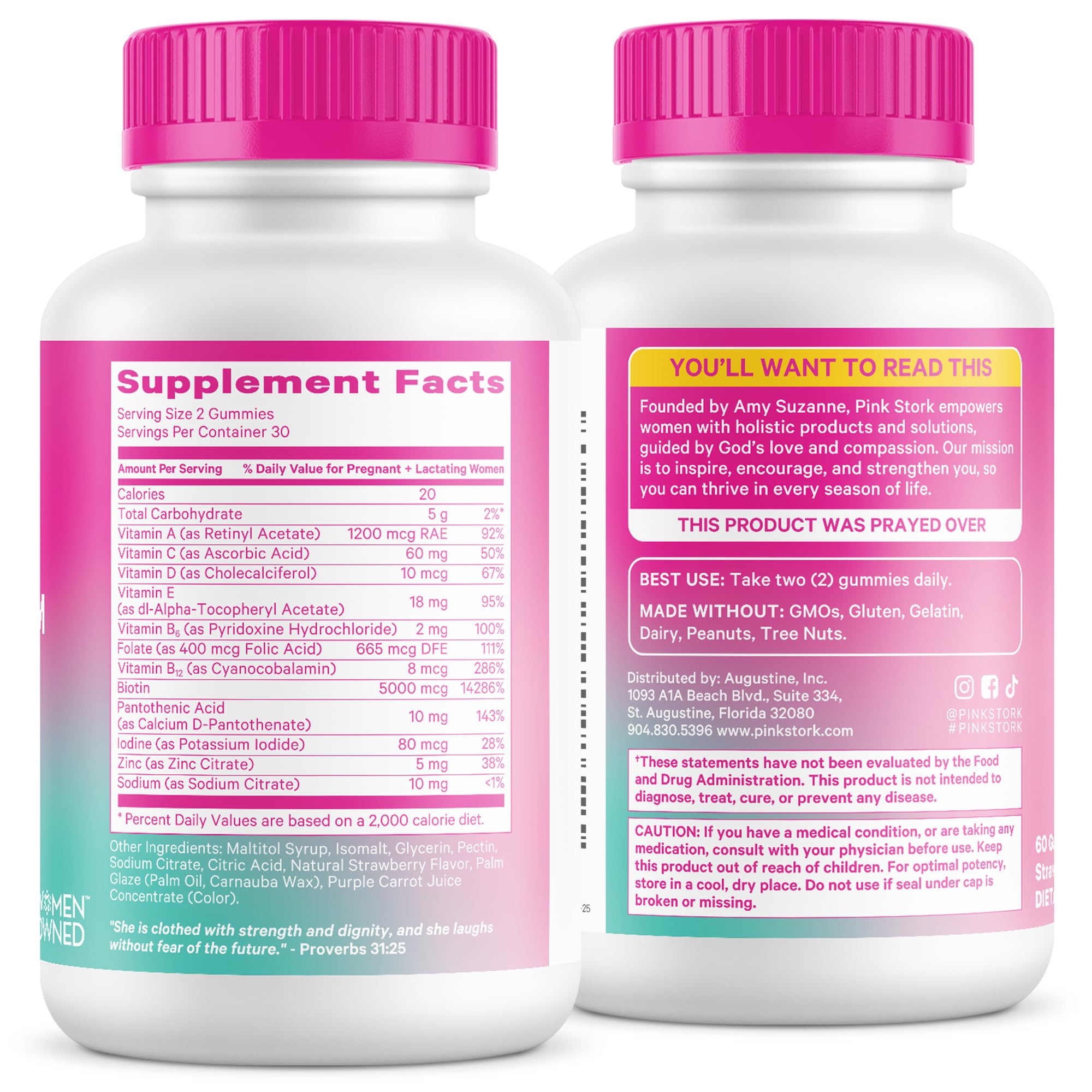 Sixty gummies bottle represents a one-month supply for postpartum care.