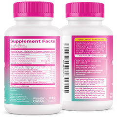 Two capsules from Pink Stork Postpartum Mood Support ready for daily use