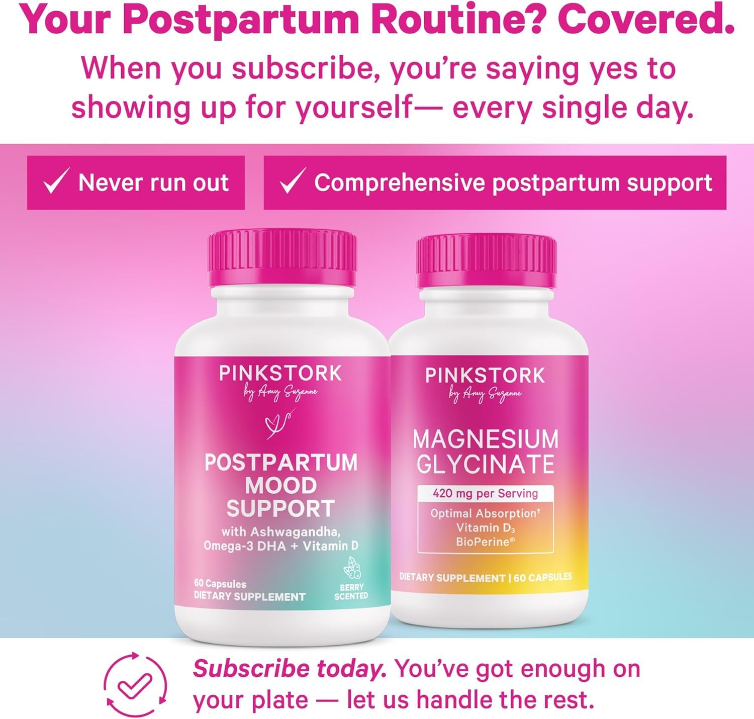 DHA from algae included in Pink Stork Postpartum Mood Support for plant-based omega-3s