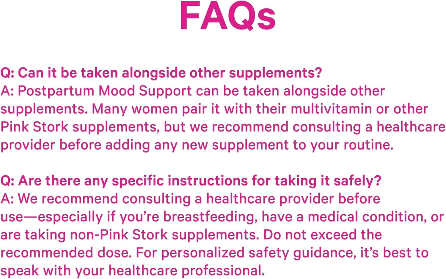 Vegan, allergen-free formula of Pink Stork Postpartum Mood Support
