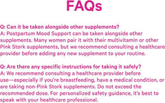 Vegan, allergen-free formula of Pink Stork Postpartum Mood Support