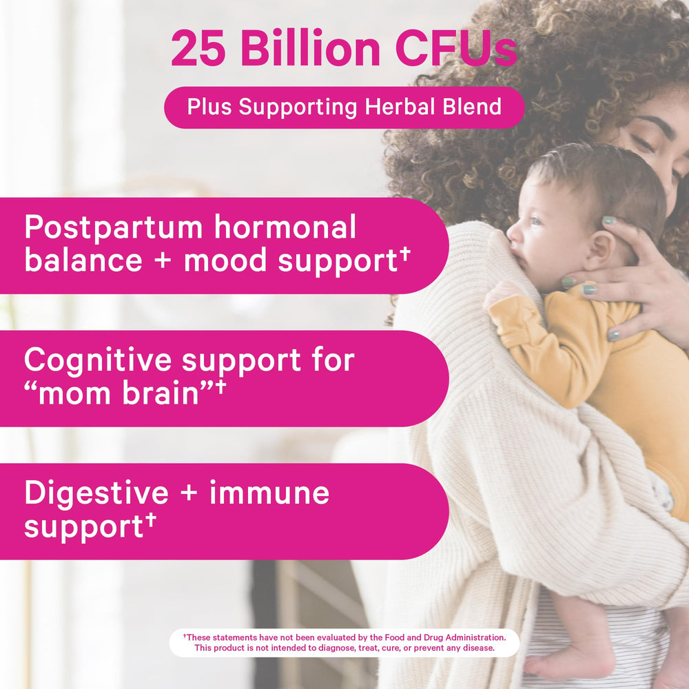 Pink Stork Postpartum Probiotics capsules for daily digestive support