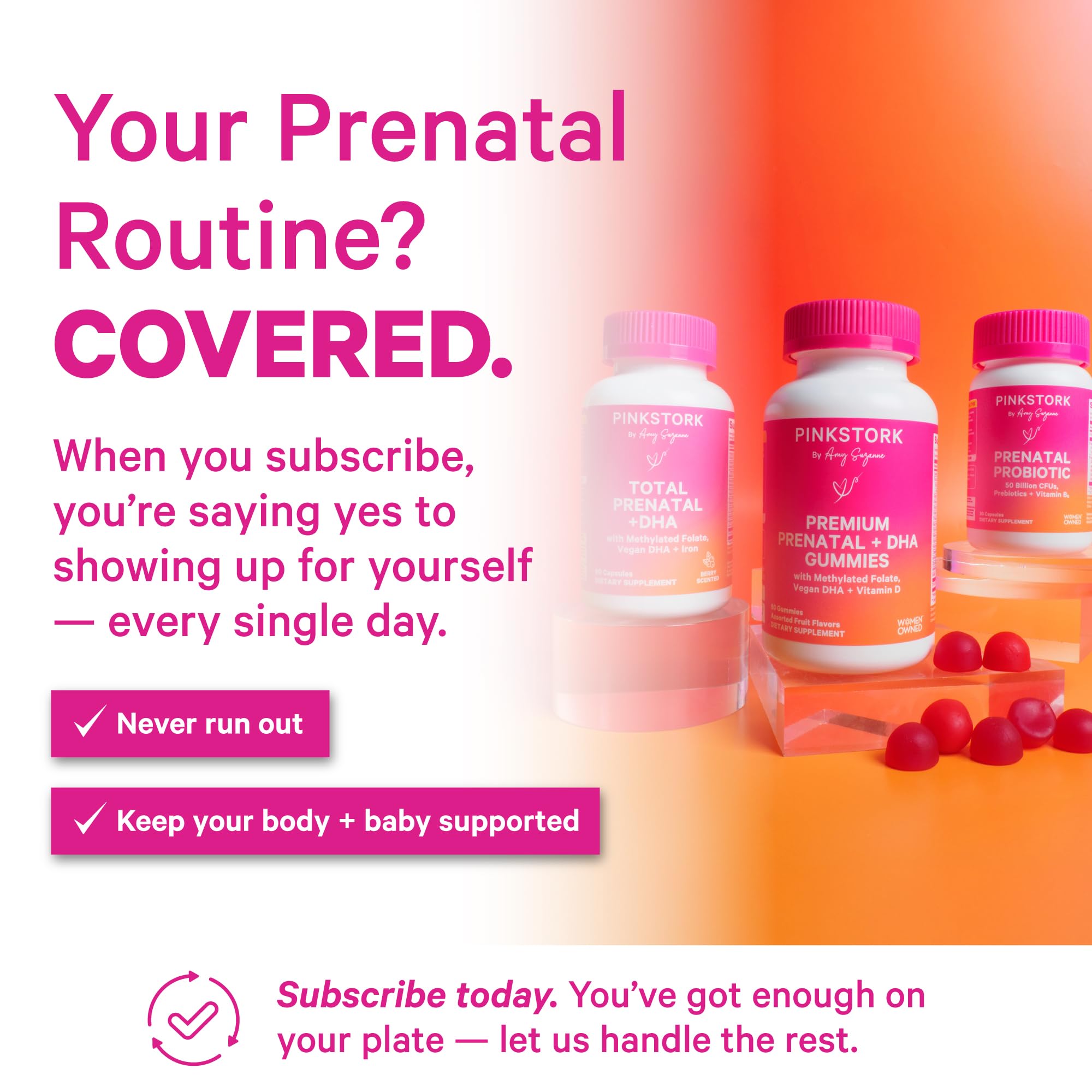 Pink Stork Prenatal Gummies Vitamin D detail for maternal wellbeing.