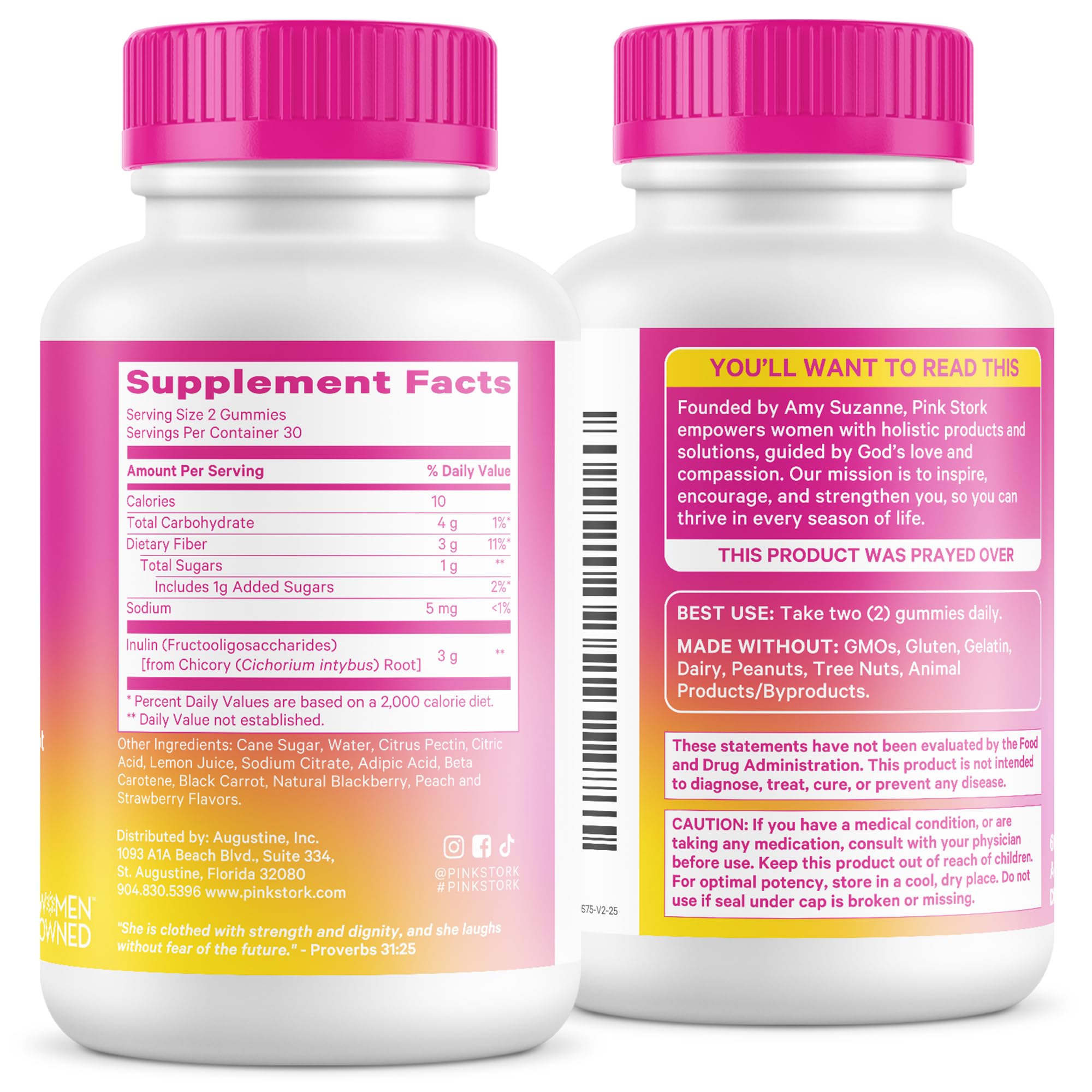 Daily-use scene showing two gummies ready to take with water