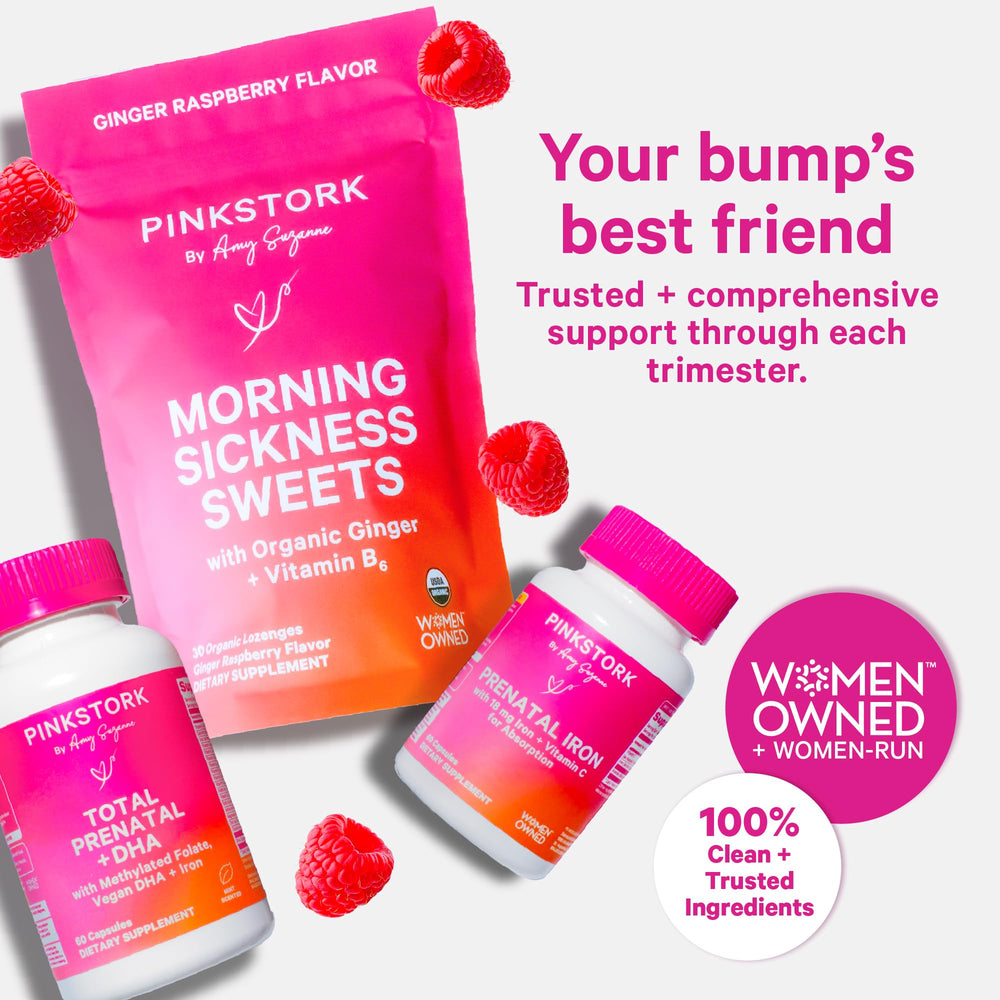 Grapes-inspired Pink Stork gummy on a clean surface for a prenatal routine.