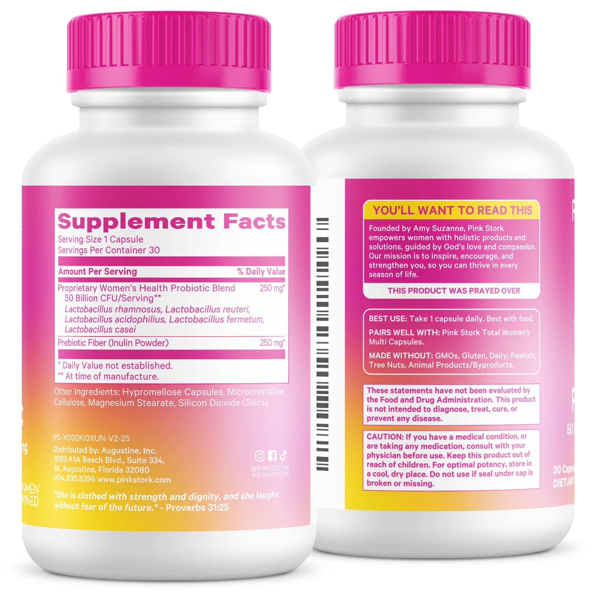 Pink Stork probiotic inulin-prebiotic ingredient closeup supports gut bacteria