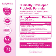 Pink Stork probiotic vegan badge confirms dairy-free, vegetarian-friendly formula