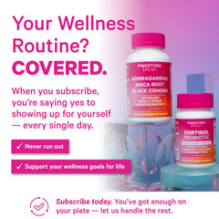 Pink Stork red raspberry leaf bottle for perimenopause comfort and regularity