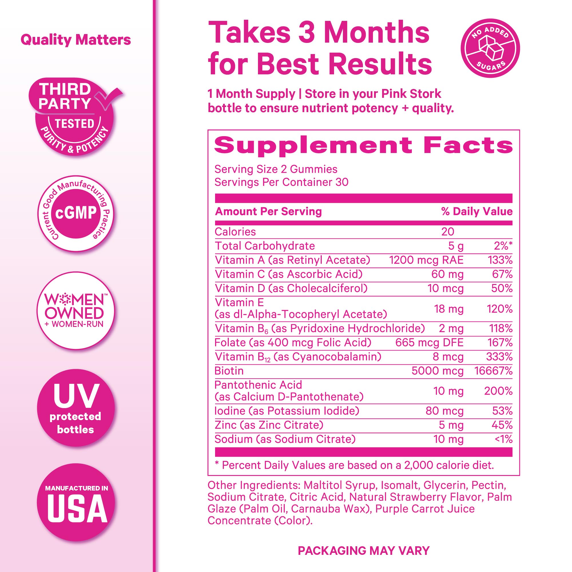 Pink Stork Total Glow Gummies vegan-friendly formula supports beauty nutrition.