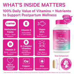 Back label detailing ingredients for lactation support from Pink Stork
