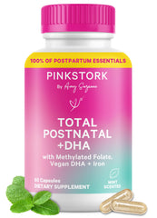 Pink Stork Total Postnatal bottle shown for lactation support