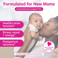 Third-party testing seal on Pink Stork Total Postnatal bottle