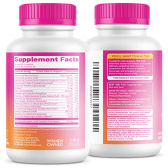 Pink Stork Total Prenatal bottle pour demonstrates convenient dosing and portability.