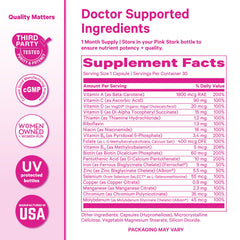 Pink Stork Total Women's Multivitamin bottle in kitchen for a simple daily routine