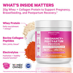 Pink Stork whey and collagen mix in cup for daily protein