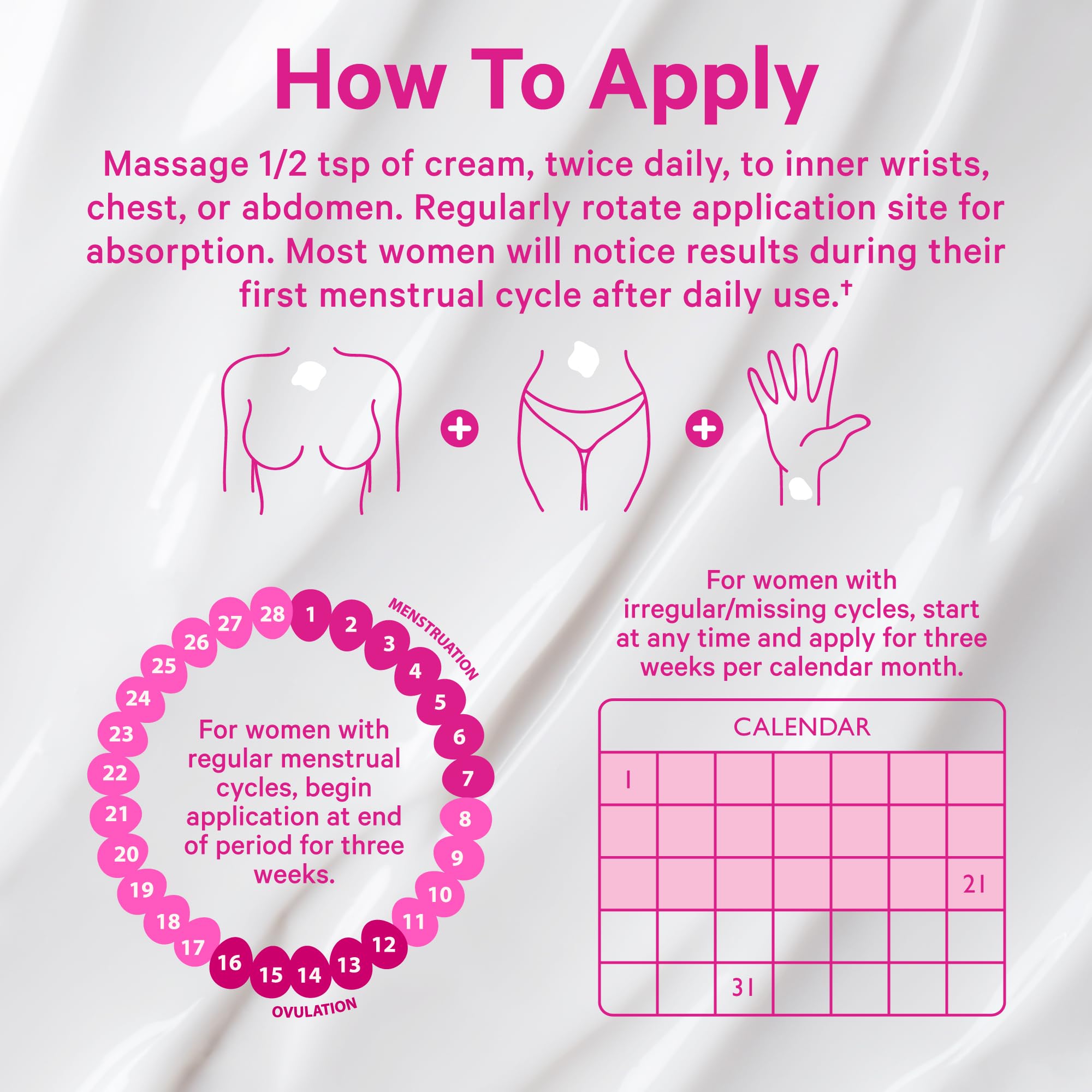 Applying to the abdomen with Pink Stork Wild Yam Cream