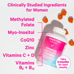 Pink Stork women's fertility gummies for daily support during conception efforts