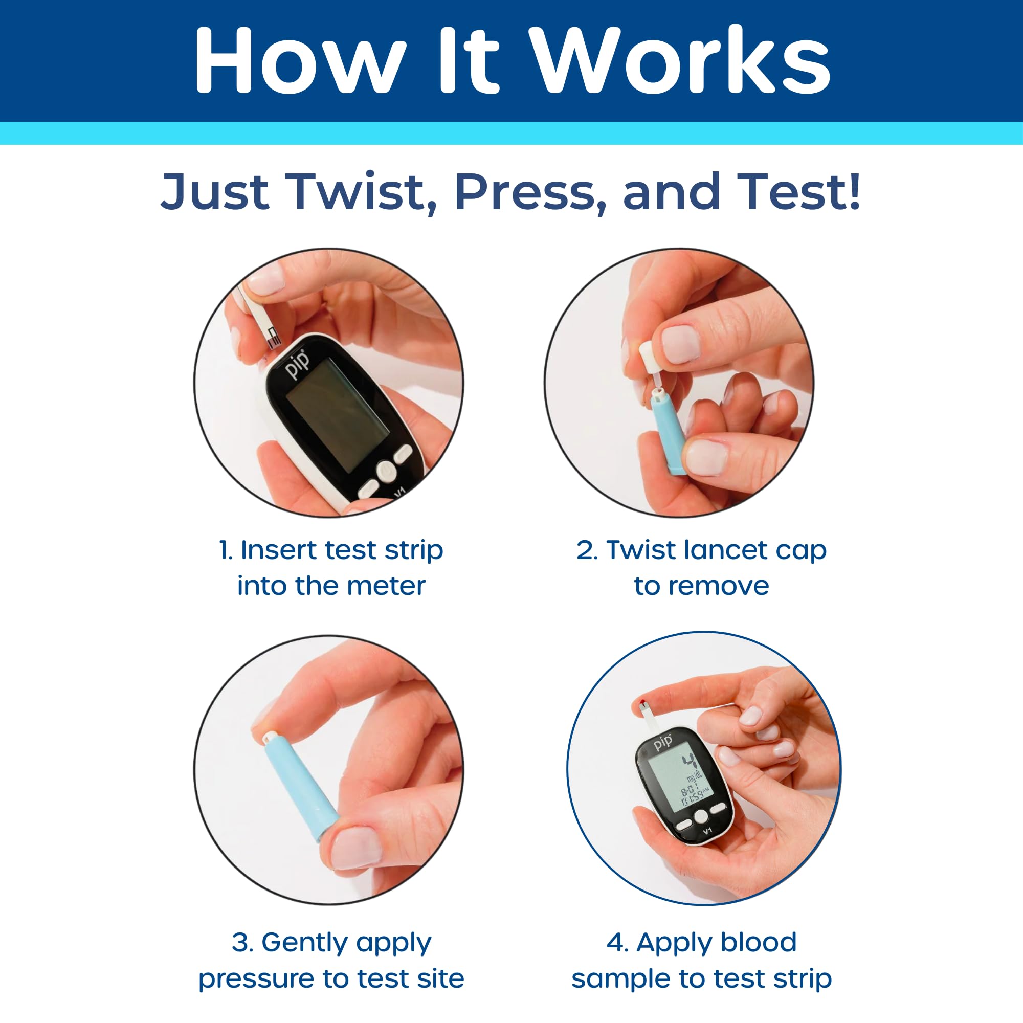Pip glucose monitor kit ready for home use with everything you need.
