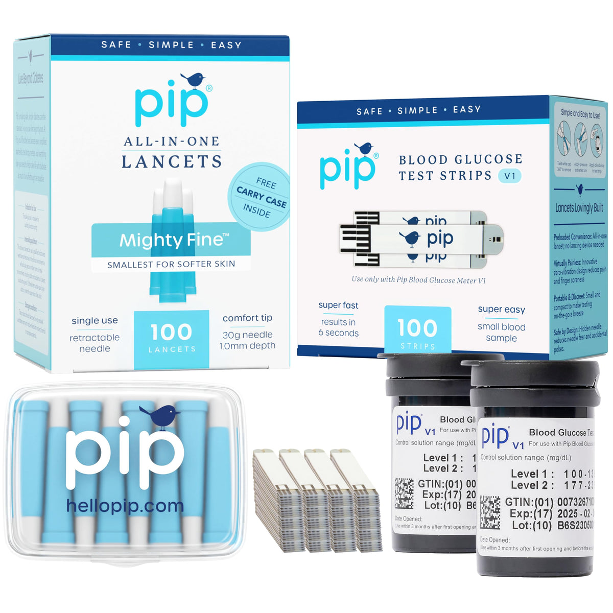 Pip V1 glucose test strips for reliable daily monitoring