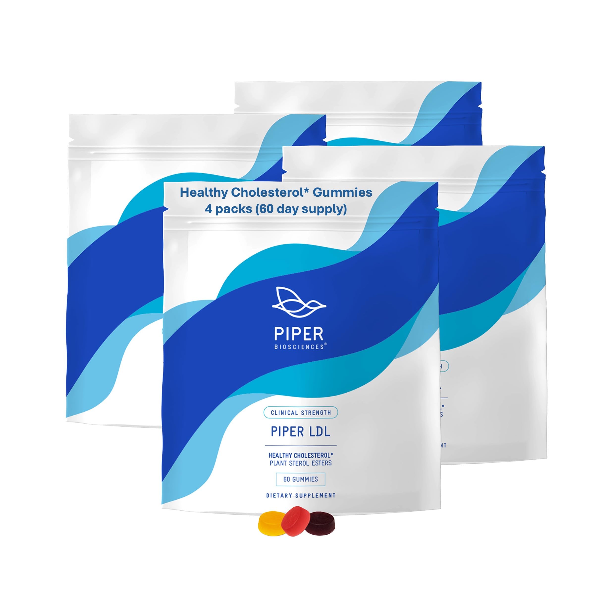 Piper Biosciences 60-day supply gummies bottle for cholesterol support