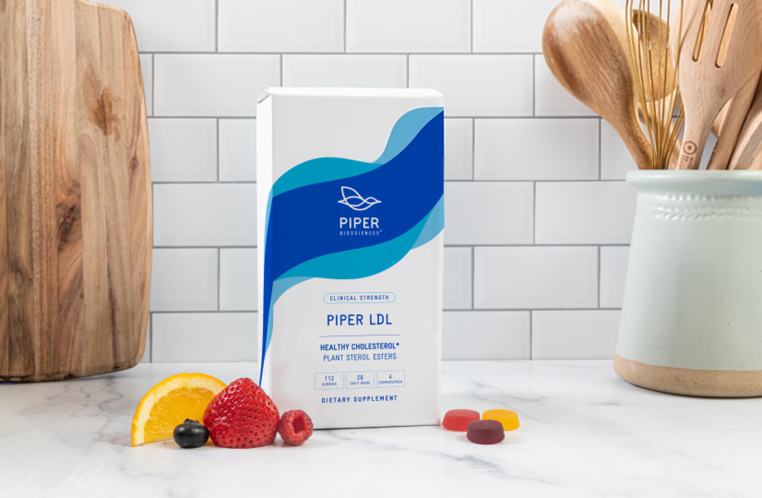 Piper LDL gummies label detail shows plant sterol ingredients and dietary use