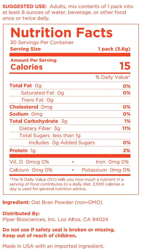 Piper Prebiotic Fiber 30 single serve packs for convenient daily fiber intake