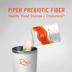 Close up of oat beta-glucan texture in Piper Prebiotic Fiber for soluble fiber source
