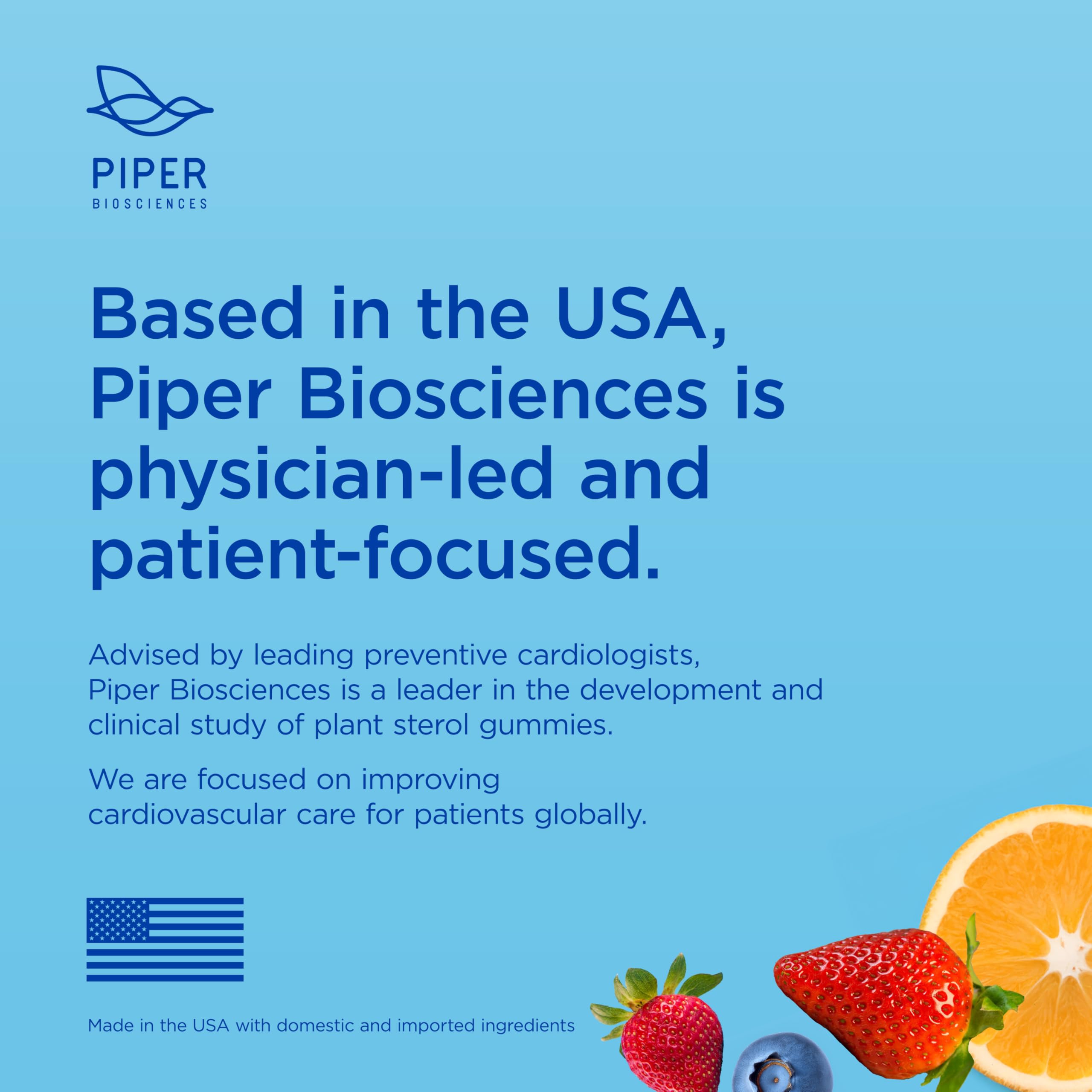 Piper Biosciences plant sterols list highlighting non-GMO and vegan ingredients