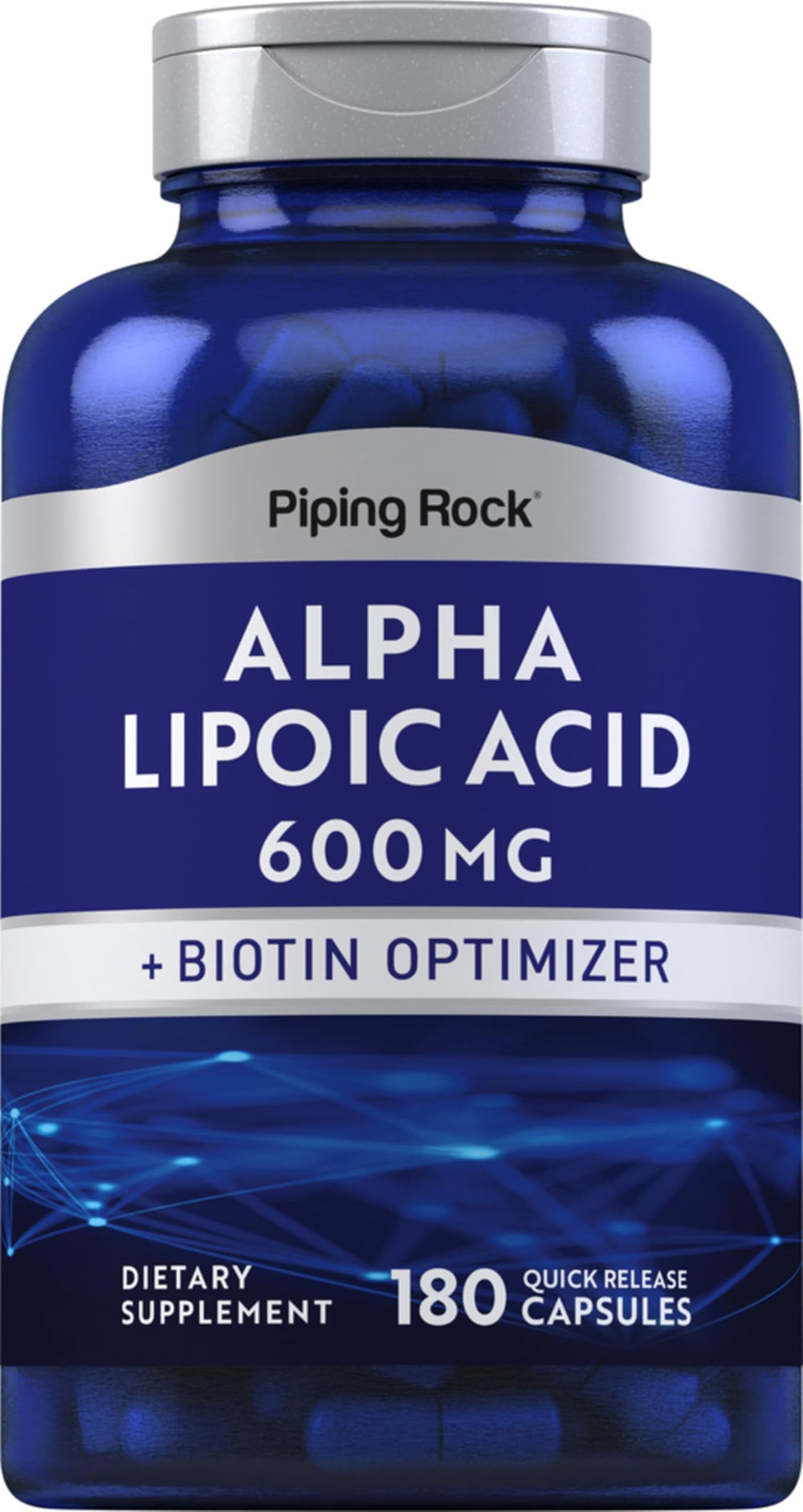 Piping Rock Alpha Lipoic Acid 600mg bottle for daily wellness use