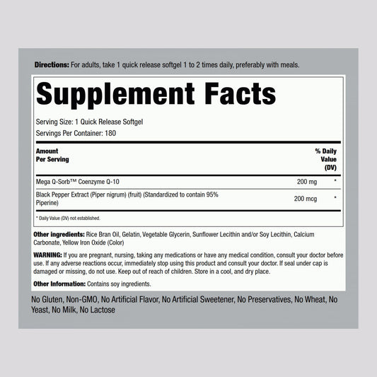 Piping Rock CoQ10 200mg softgel inside view showing compact capsules.