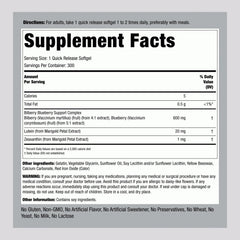 Piping Rock Eye Health Complex softgels close-up, easy-to-take capsules.
