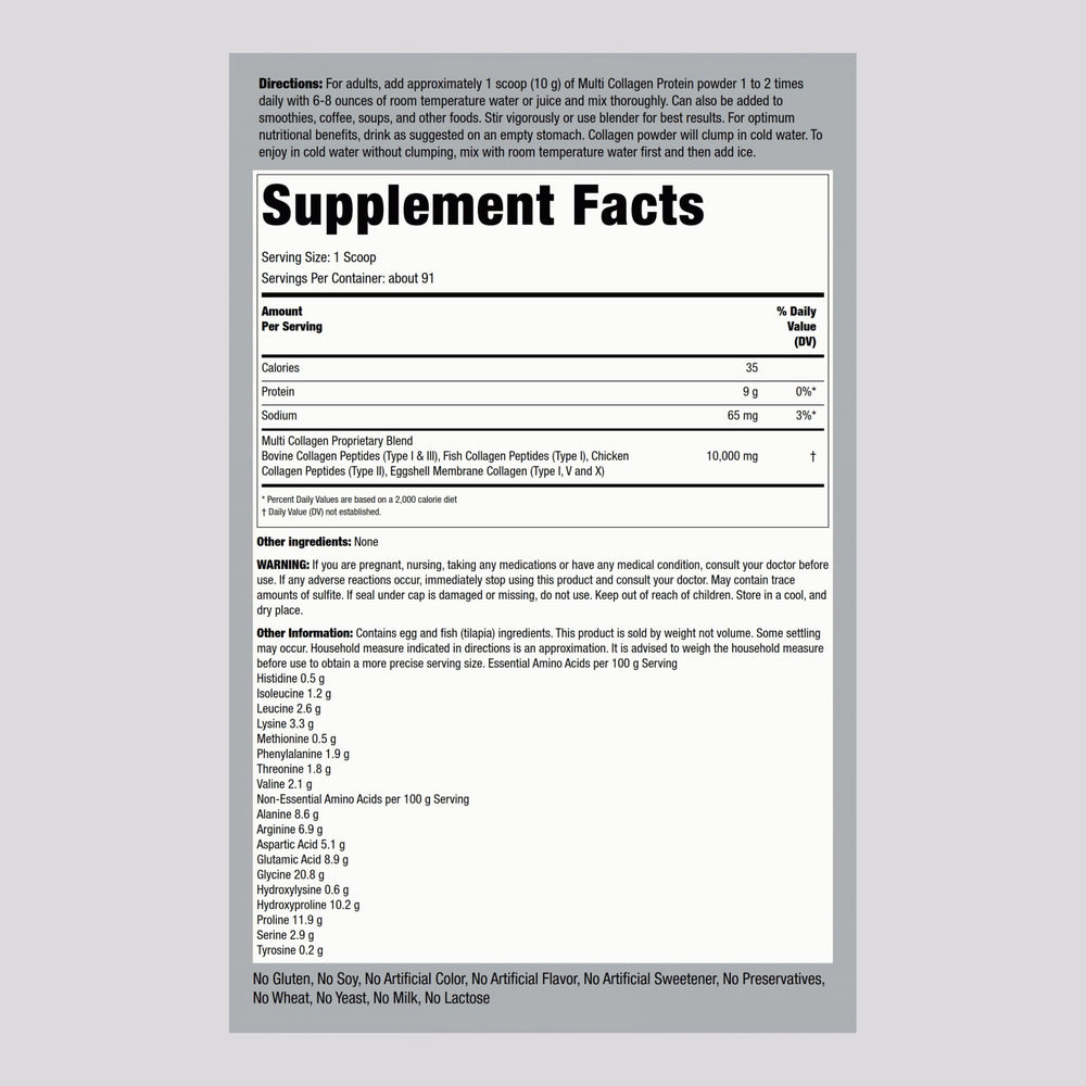Piping Rock collagen powder scoop measuring a daily serving.