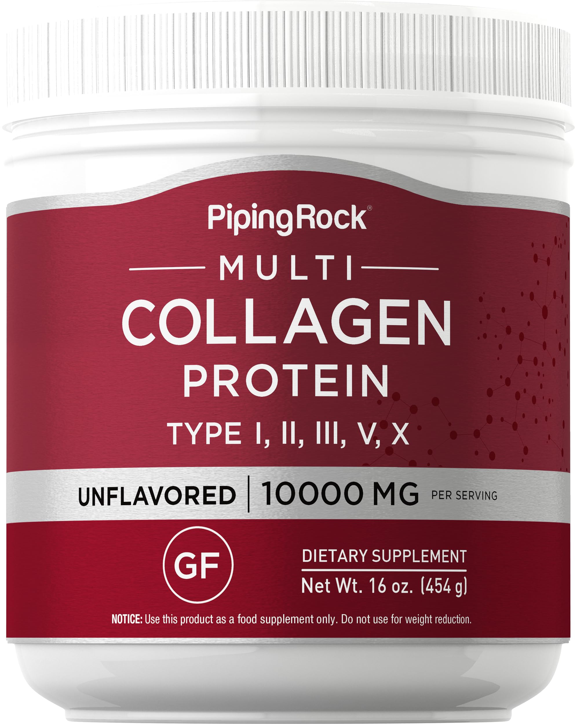 Piping Rock Multi Collagen Powder tub front for everyday beverage addition