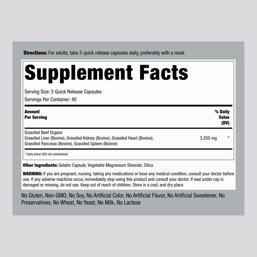 Piping Rock organ capsules lined up for on-the-go balanced nutrition.