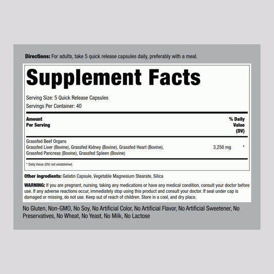 Piping Rock organ capsules lined up for on-the-go balanced nutrition.