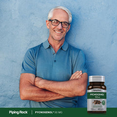 Gluten-free and non-GMO icons featured on Pycnogenol packaging.